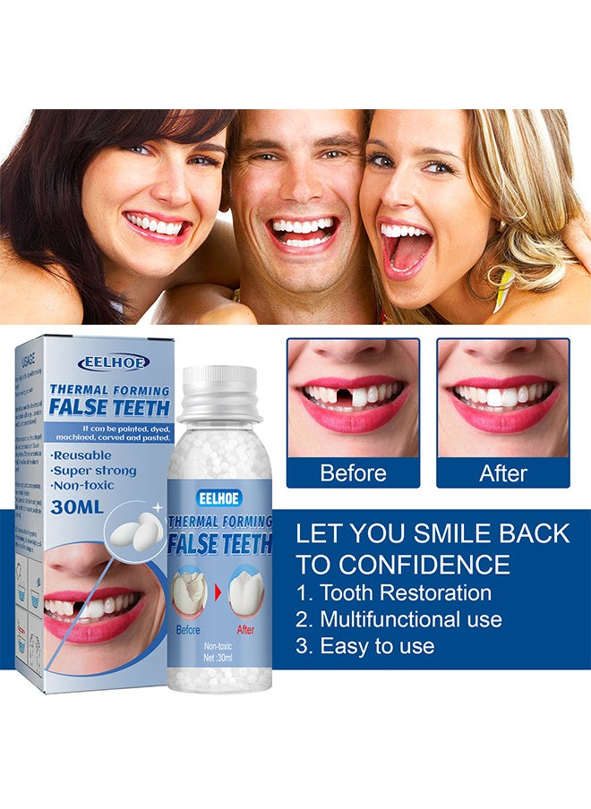 Temporary Tooth Repair Beads Tooth Repair Kit Teeth Filling Replacement For Chipped Teeth, Thermal Beads For Temporary Fix The Missing And Broken Tooth Fake Teeth 30ML