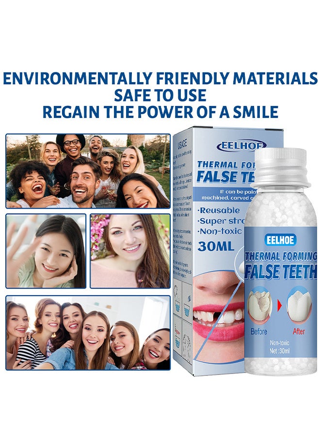 Temporary Tooth Repair Beads Tooth Repair Kit Teeth Filling Replacement For Chipped Teeth, Thermal Beads For Temporary Fix The Missing And Broken Tooth Fake Teeth 30ML