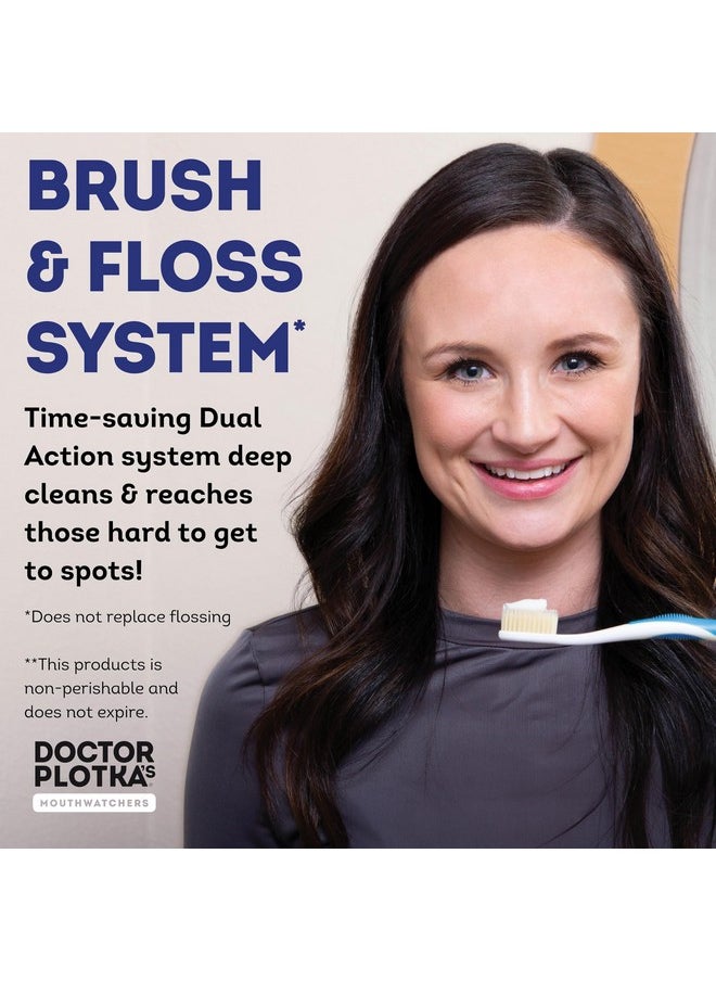 MOUTHWATCHERS Extra Soft Flossing Toothbrush, 2 Pack, Manual Soft Toothbrush for Adults, Ultra Clean, Good for Sensitive Teeth and Gums, by Dr. Plotka's, Colors May Vary