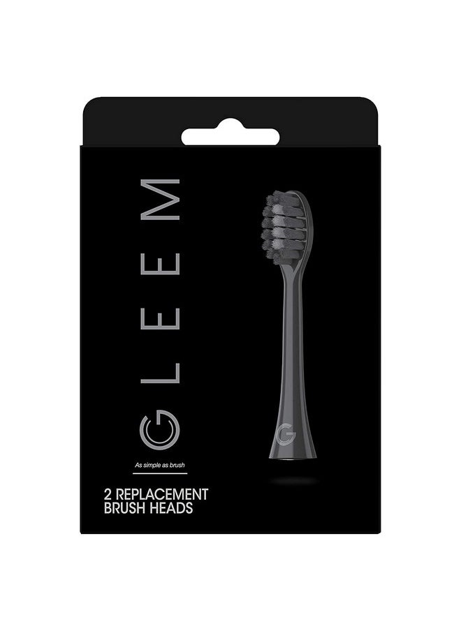 GLEEM Toothbrush Replacement Brush Heads Refill, Black, 2 Count
