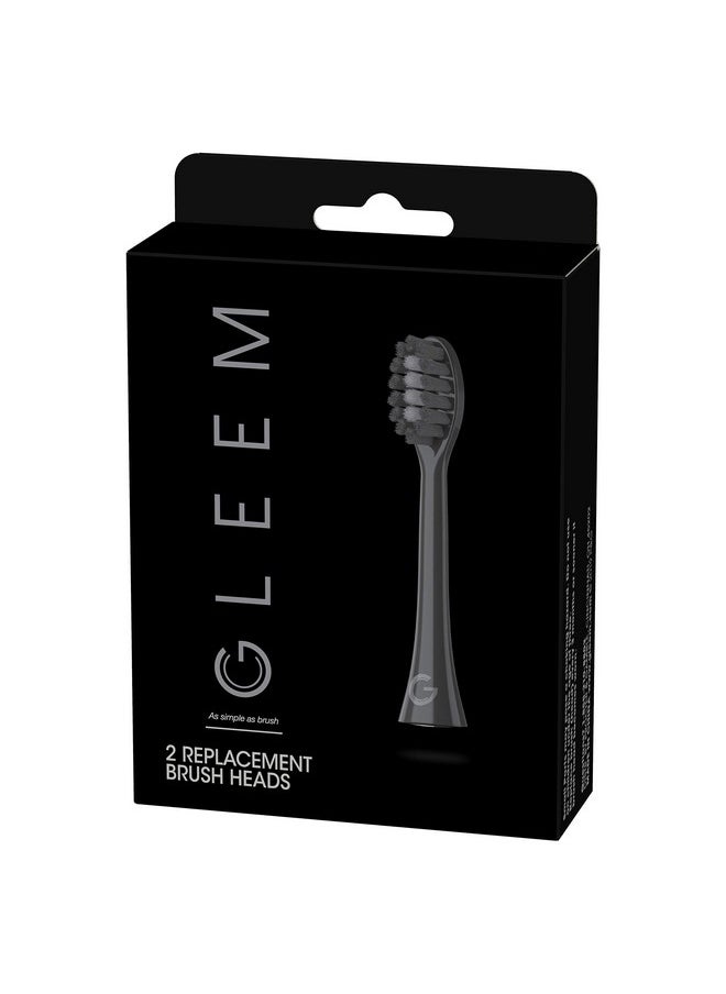 GLEEM Toothbrush Replacement Brush Heads Refill, Black, 2 Count