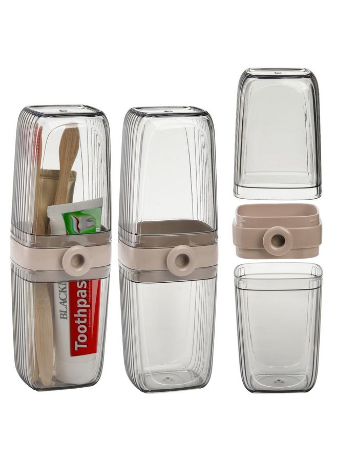 Hedume 3 Pack Travel Toothbrush & Toothpaste Case, Toothbrush Travel Holder with Cup, Portable Travel Toothbrush Case, Travel Toothbrush Container for Camping, Business Trip, Bathroom, School