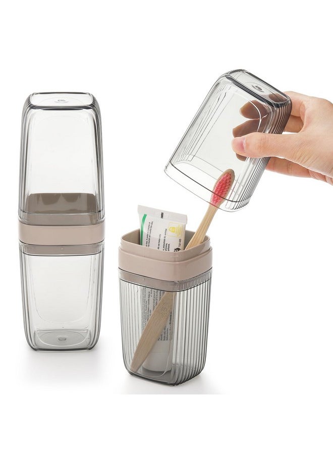 Hedume 3 Pack Travel Toothbrush & Toothpaste Case, Toothbrush Travel Holder with Cup, Portable Travel Toothbrush Case, Travel Toothbrush Container for Camping, Business Trip, Bathroom, School