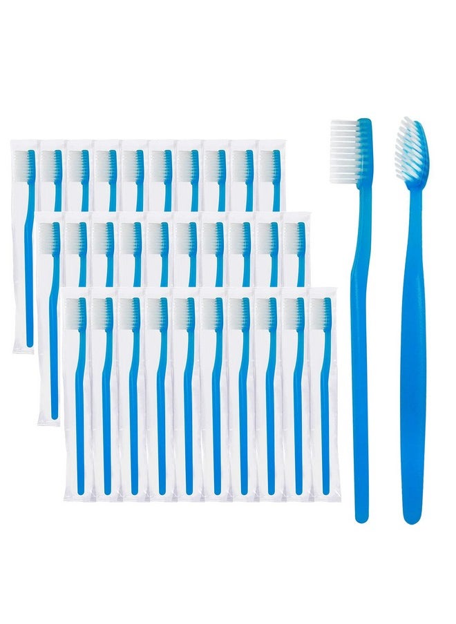FKYzixeh Blue Handle Toothbrushes Individually Wrapped, Disposable Toothbrush Bulk for Hotel, Airb&b and Homeless Care (50 Pack)