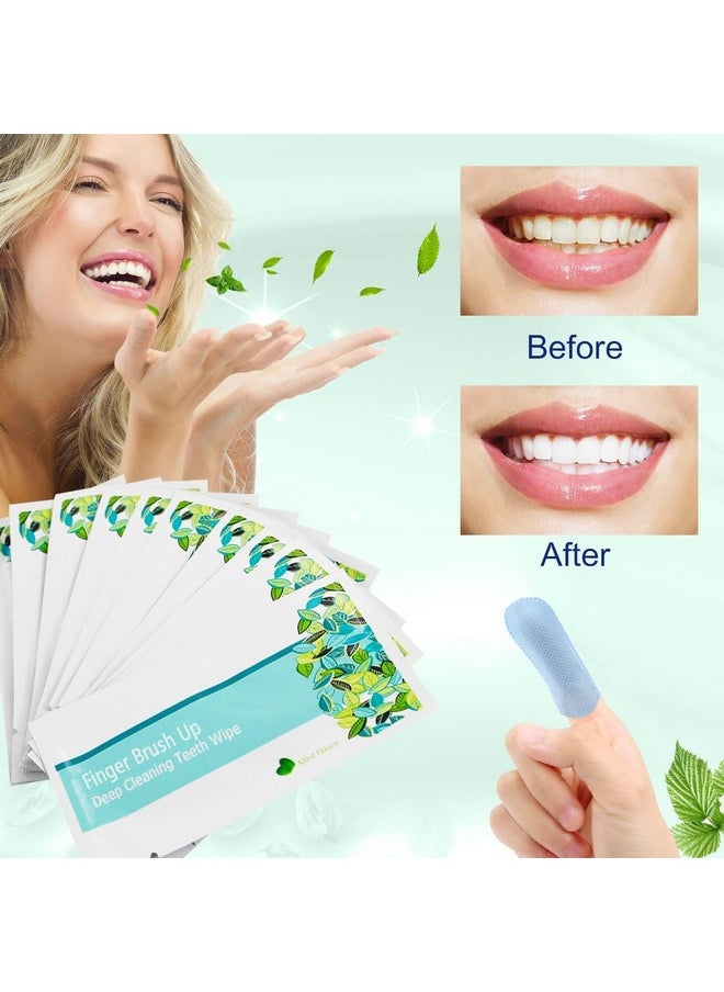 EZGO 100pcs Deep Cleaning Teeth Wipes Finger Brush Teeth Wipes Oral Brush Ups Latex Free Mint Flavor