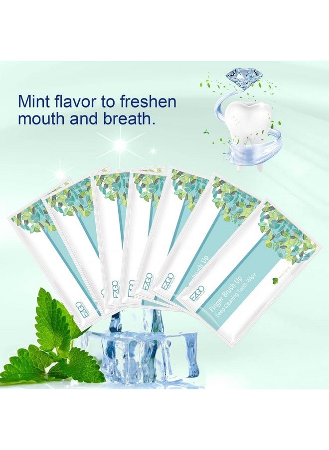 EZGO 100pcs Deep Cleaning Teeth Wipes Finger Brush Teeth Wipes Oral Brush Ups Latex Free Mint Flavor