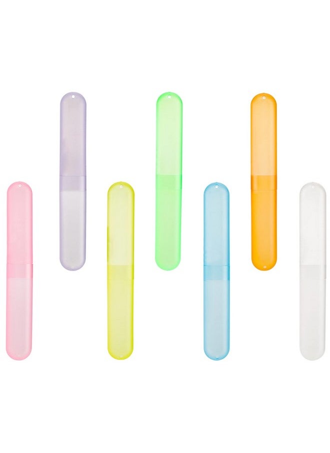 Hedume 35 Pieces Travel Toothbrush Case, 7 Colors Portable Plastic Dust-proof Breathable Toothbrush Holder for Travel, Camping, Home, School, Business