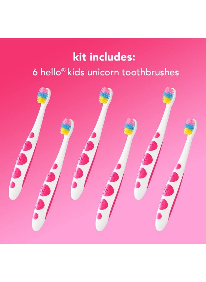 hello Unicorn Baby and Toddler Soft Toothbrush for All Ages, BPA Free, Easy to Grip Handle, 6 Count