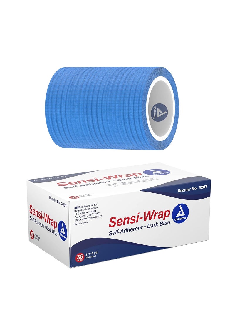 Dynarex 3287 Sensi-Wrap Self-Adherent Bandage Roll, Dark Blue, 2