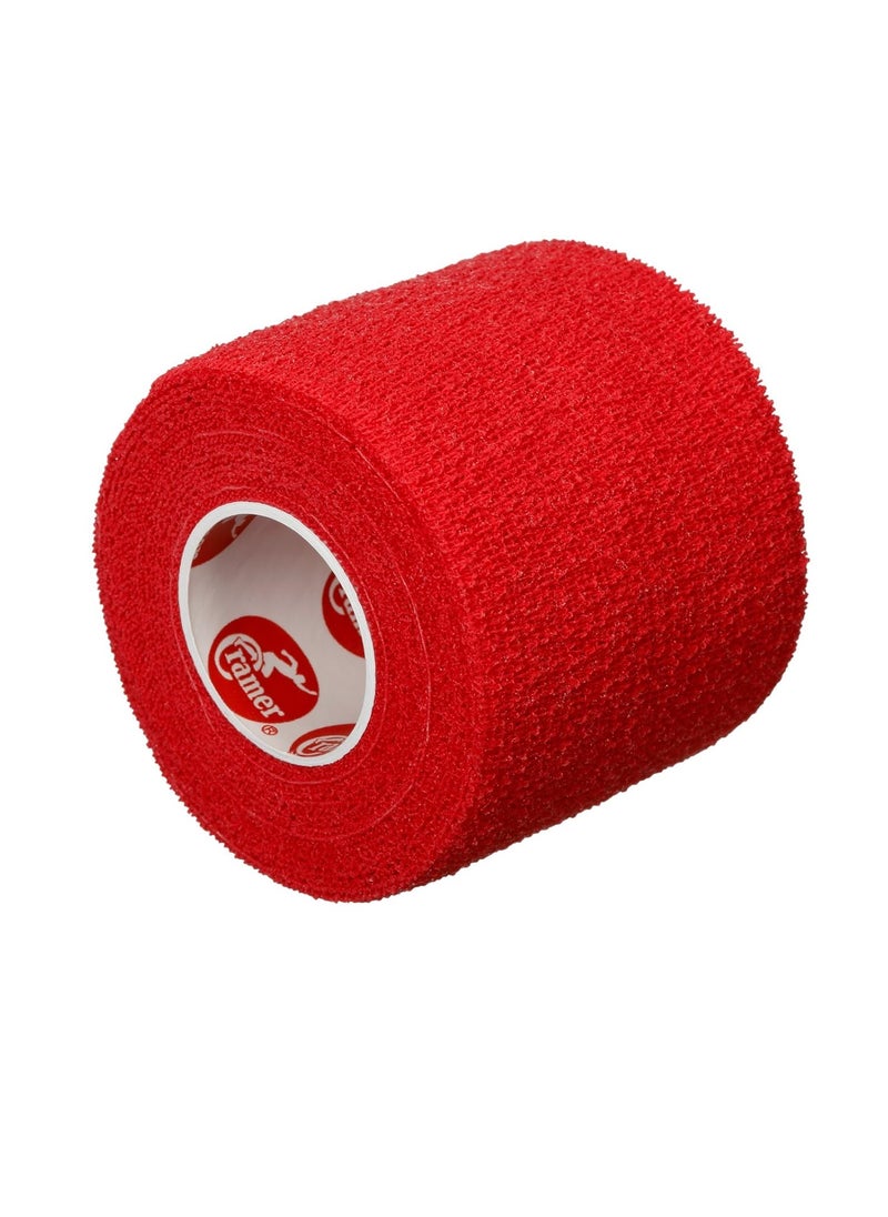 Cramer Eco-Flex Self-Stick Stretch Tape, Cohesive Tape, Flexible Elastic Sports Tape, Athletic Training Room Supplies, Easy Tear & Self-Adherent Bandage Wrap, Single 5 Yard Roll, Red