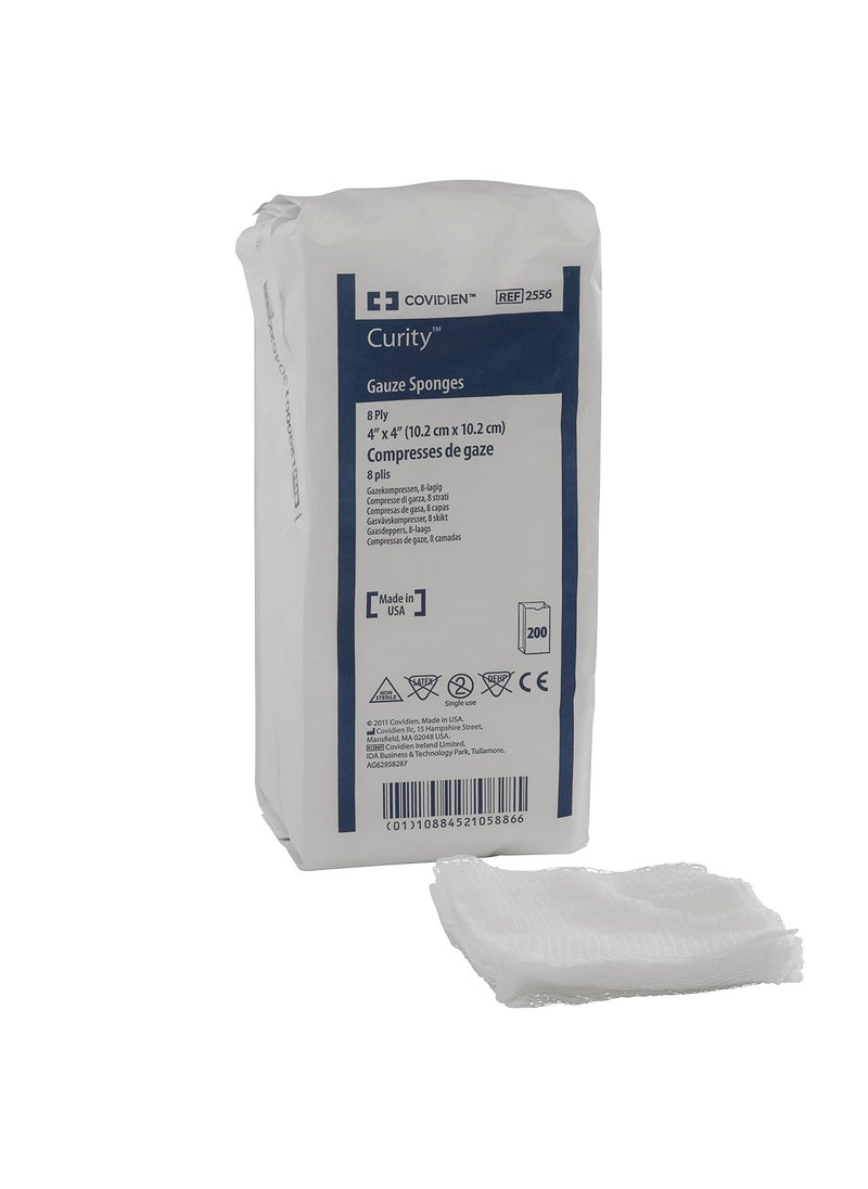 COVIDIEN 2556 Curity Gauze Sponge, Non-Sterile, 4 x 4, 8-Ply (Pack of 200)