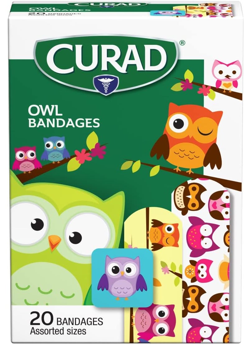 Curad Bandages, Owls, 6 boxes of 20, 120 Piece Assortment