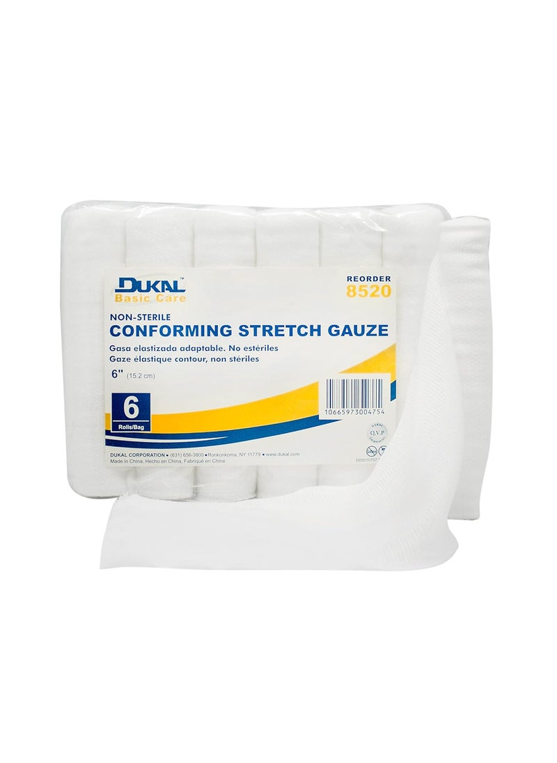 Dukal 8520 Basic Care Conforming Stretch Gauze Bandage, 6