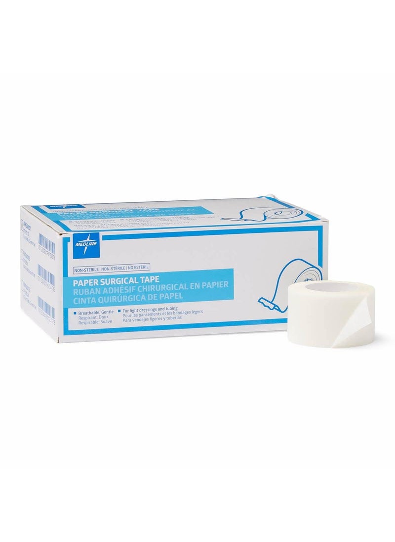 Medline Essentials Paper Medical Tape, 1 Inch x 10 Yards per Roll, Box of 12