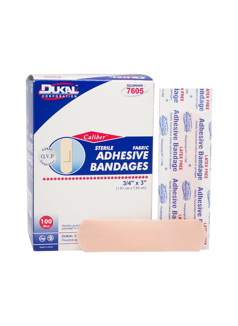 Dukal 7605 Bandage, Fabric, Adhesive, Sterile, 3/4
