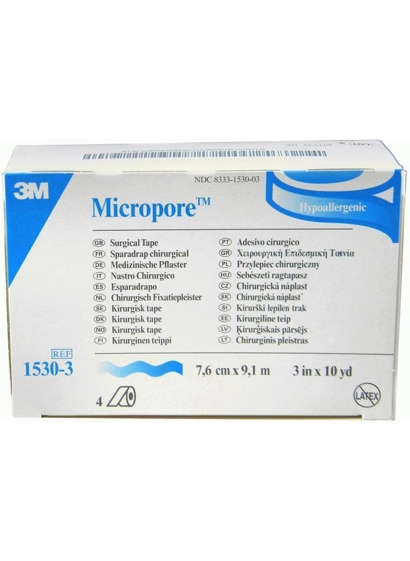 Micropore Surgical Tape White 3 Inches X 10 Yards - 4 Rolls