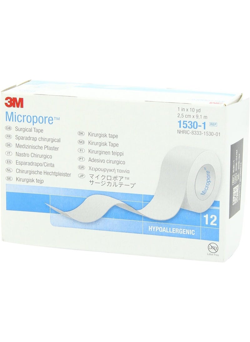 3M Medical & Surgical (n) Micropore Surgical Tape White 1 X 10 Yards Bx/12