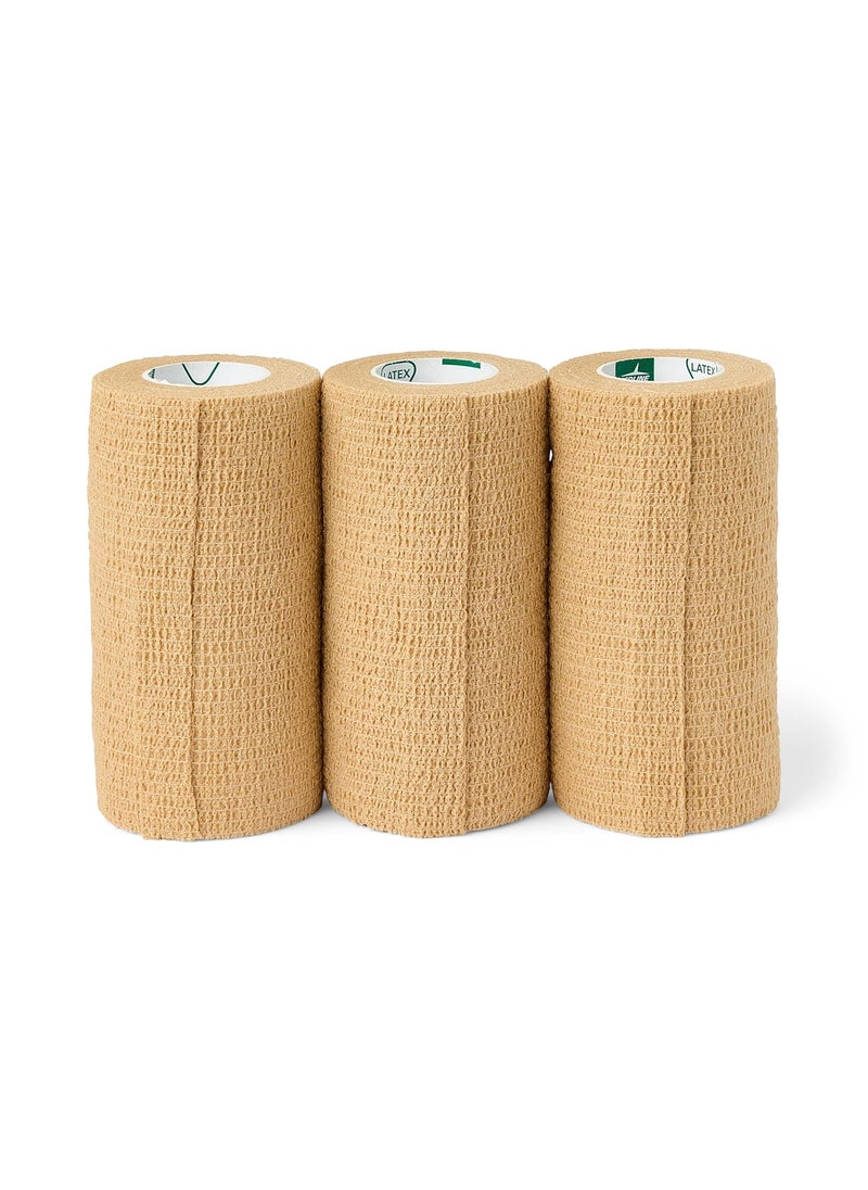 Medline Non-Sterile Latex Self Adherent Cohesive Bandages, Tan, 4