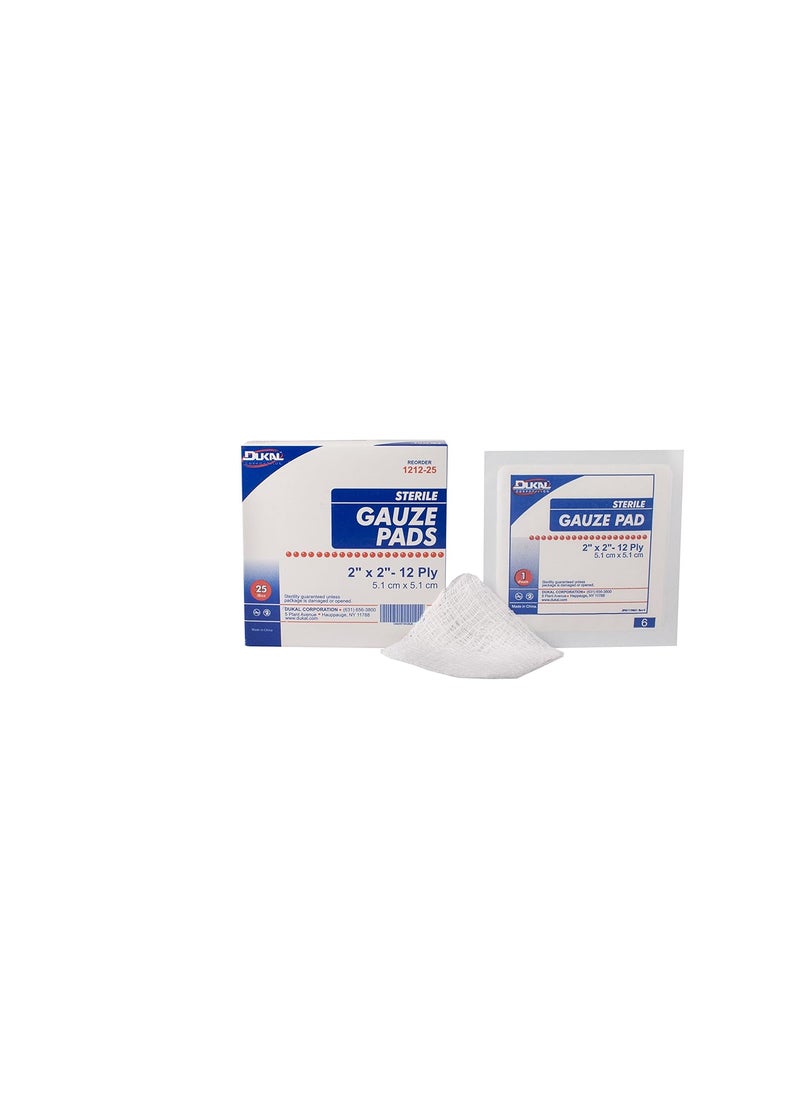 Dukal 1212-25 Gauze Sponge, 12-Ply, Sterile, 2