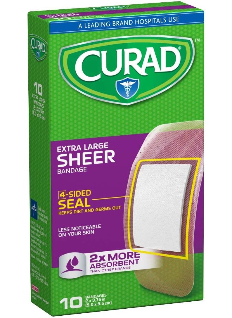 CURAD Sheer Adhesive Bandages, 4-Sided Seal, 2