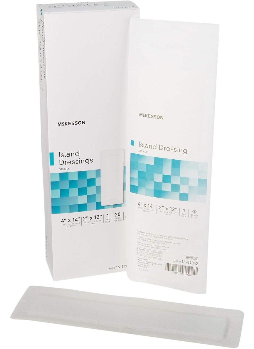 McKesson Island Dressings, Sterile, Dimension 4 in x 14 in, Pad 2 in x 12 in, 25 Count, 1 Pack