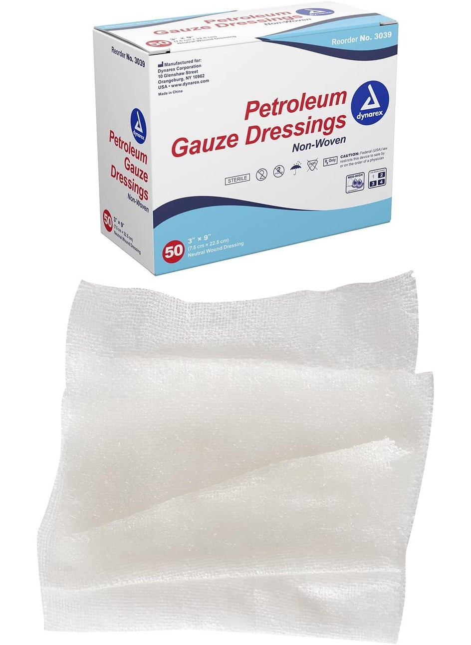Dynarex 3039 Sterile Petroleum Non Adhering Gauze Dressing for Wound, 3