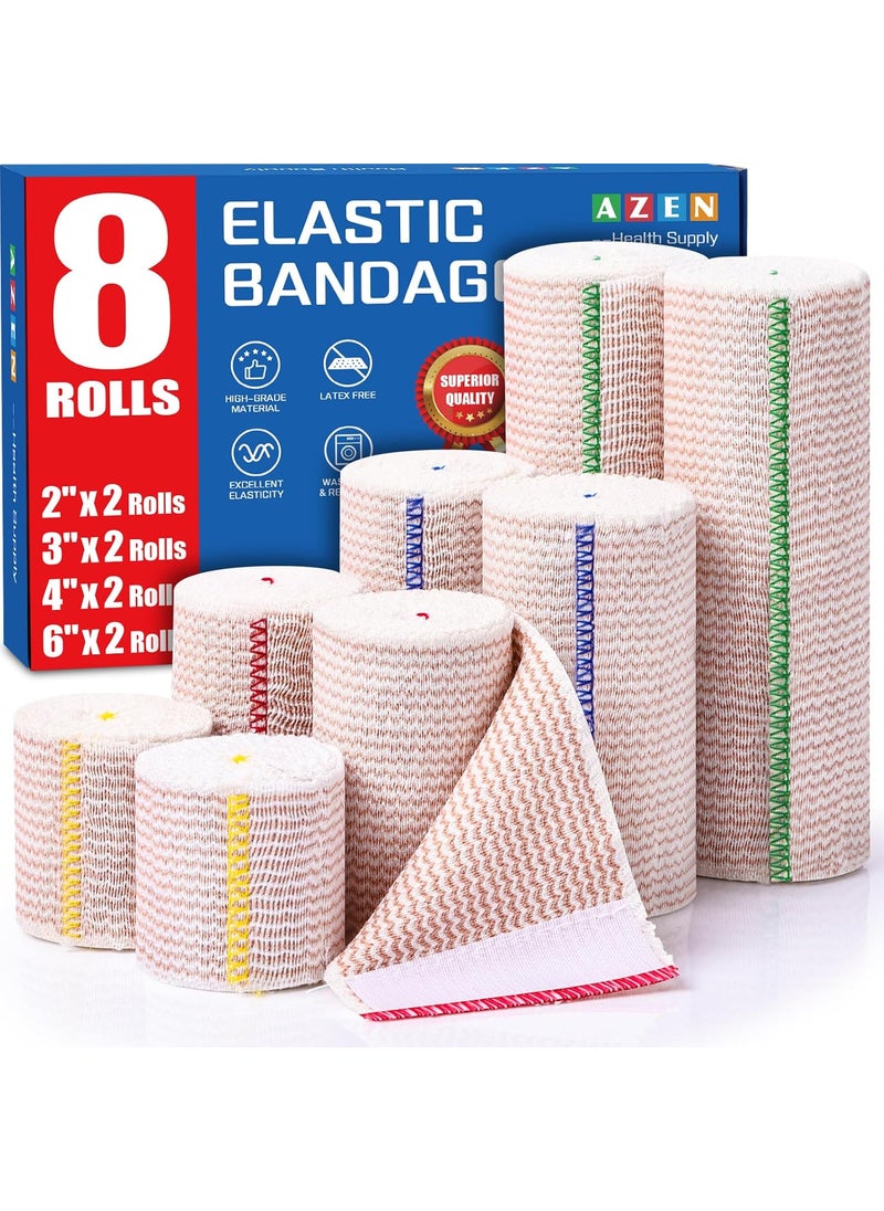 AZEN Premium 8 Pack Elastic Bandage Wrap (2x2
