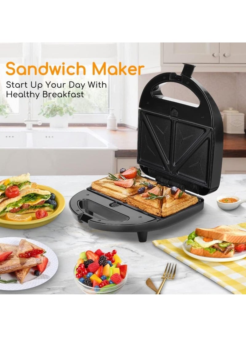 Sokany 6-in-1 Sandwich, Grill, Waffle, Donut, Nutty & Shell Maker – 750W Non-Stick Snack Machine with Detachable Plates (SK-908, Black/Silver)