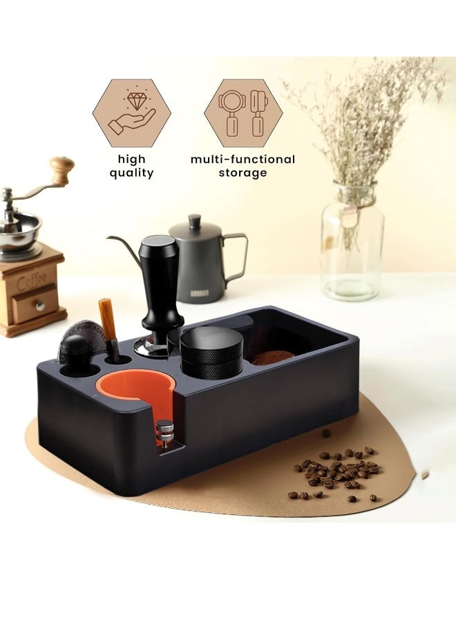 Espresso Coffee Organizer Box,Espresso Knock Box,Fit for Organizing 51,54,58 mm Espresso Tamper,Coffee Accessories,Distributor Non-Slip Plastic Base