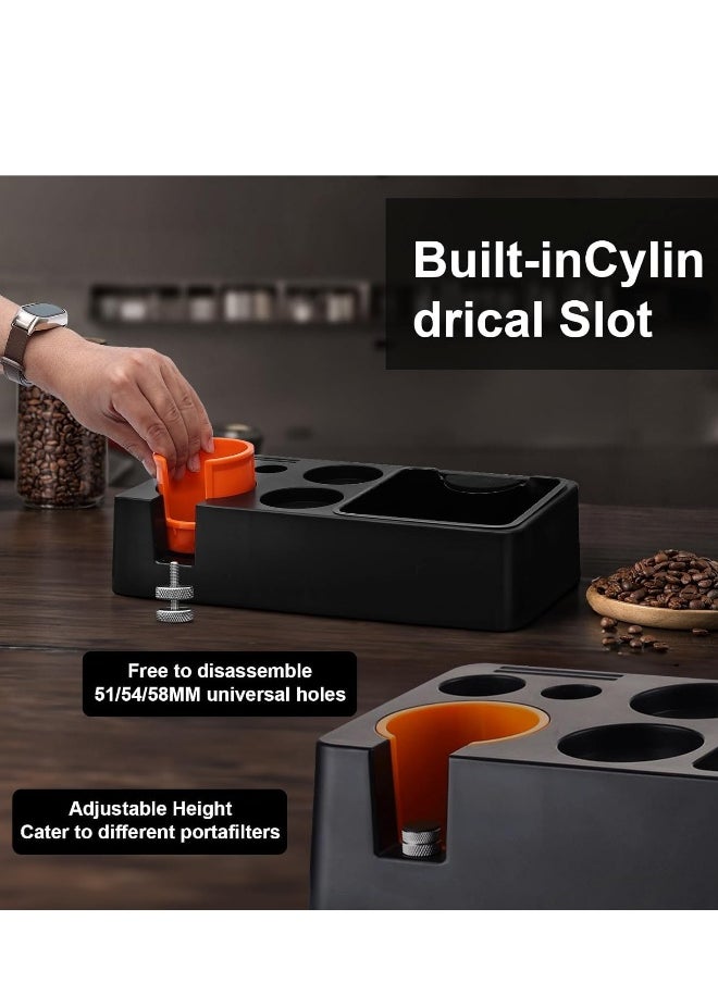 Espresso Coffee Organizer Box,Espresso Knock Box,Fit for Organizing 51,54,58 mm Espresso Tamper,Coffee Accessories,Distributor Non-Slip Plastic Base