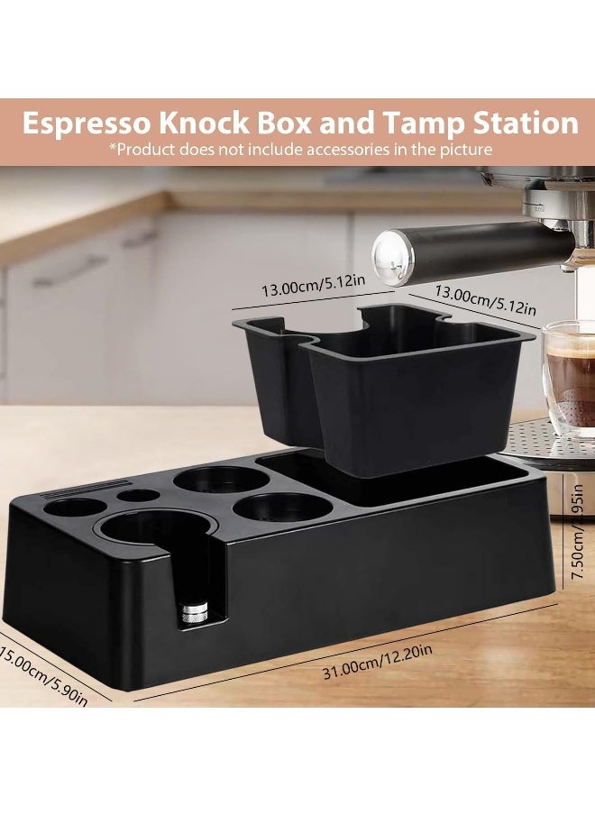 Espresso Coffee Organizer Box,Espresso Knock Box,Fit for Organizing 51,54,58 mm Espresso Tamper,Coffee Accessories,Distributor Non-Slip Plastic Base