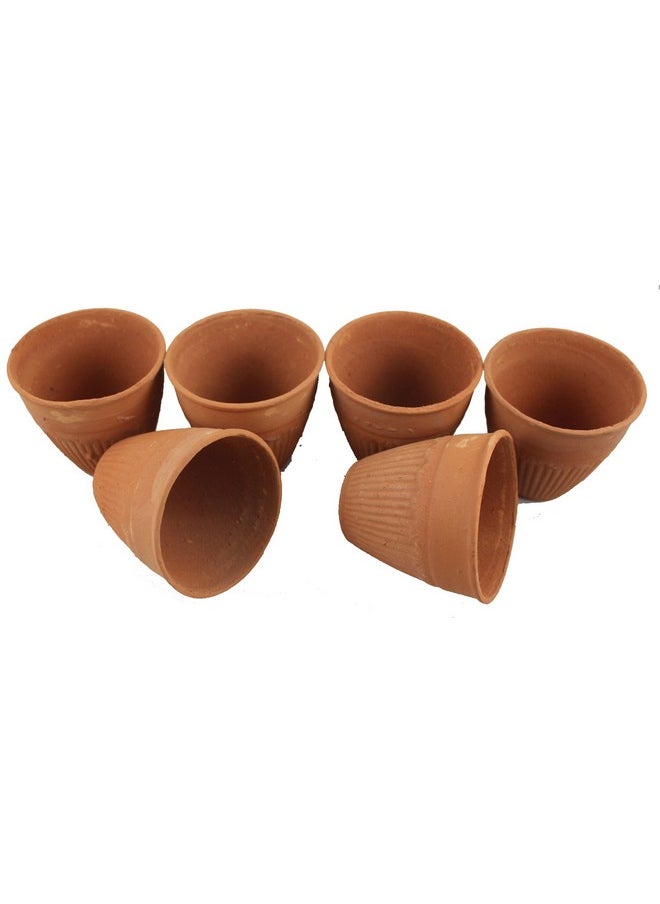 odishabazaar Baked Clay Kullad Traditional Indian Chai Tea Cup/Lassi Set of 6 (Small)