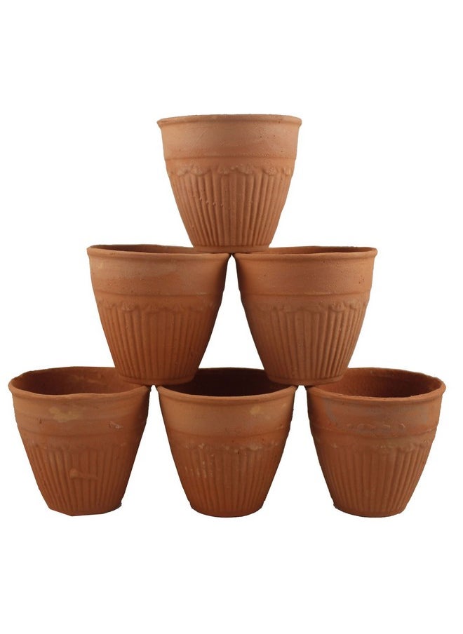 odishabazaar Baked Clay Kullad Traditional Indian Chai Tea Cup/Lassi Set of 6 (Small)