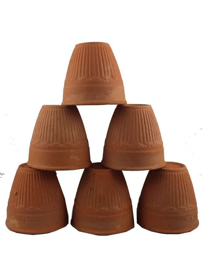 odishabazaar Baked Clay Kullad Traditional Indian Chai Tea Cup/Lassi Set of 6 (Small)