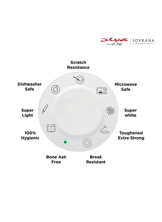 LaOpala Diva, Sovrana Collection, Opal Glass Cup & Saucer Set 12 pcs, Persian Grey, White
