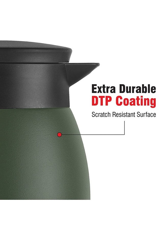 Cello Duro Pot | Hot and Cold Flask | Vacuum Insulated Teapot | Durable DTP Coating |Vacuum Insulated Bottle for Travel, Home, Office, School | 600ml, Green