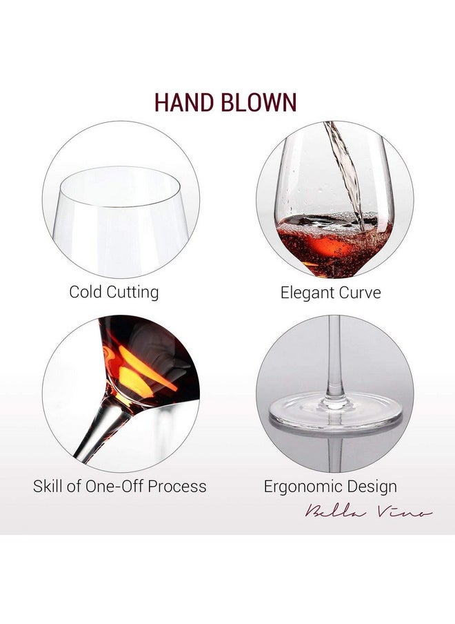 Ash & Roh® - Glasses Crystal Premium Crystal Wine Glasses Long Stem,Perfect for Red or White,Daily Use - 250 ML (4)