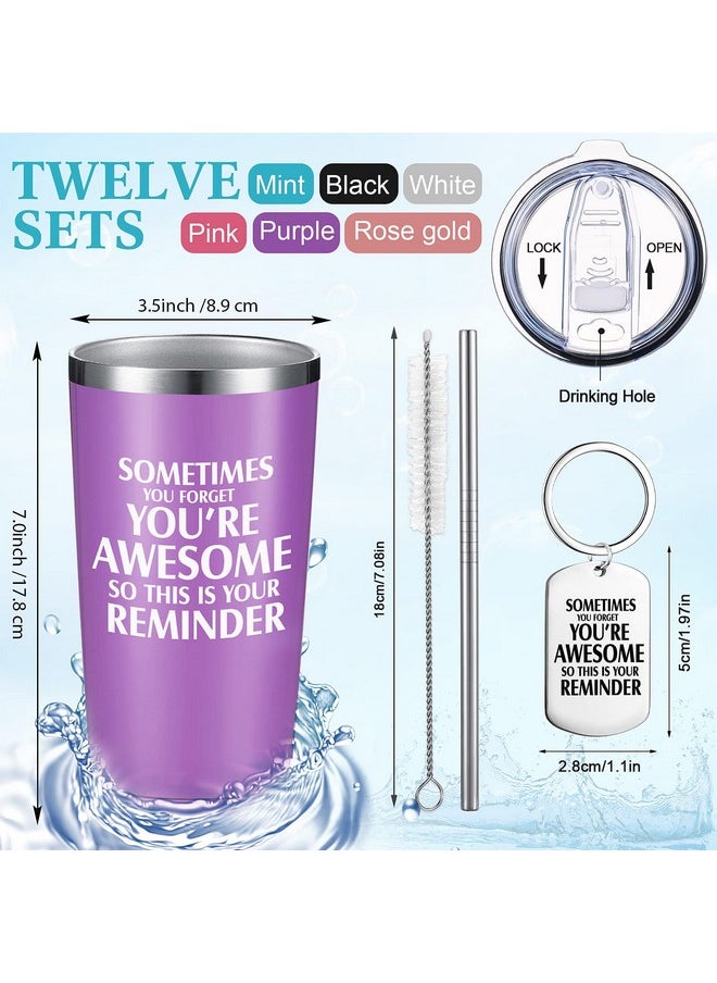 Sieral Employee Thank You Gifts Bulk 20 oz Inspirational Tumbler with Keychain Coworker Appreciation Gifts for Women Men Teacher Staff Corporate Christmas Team Reward Gifts(Multicolored,24 Pieces)