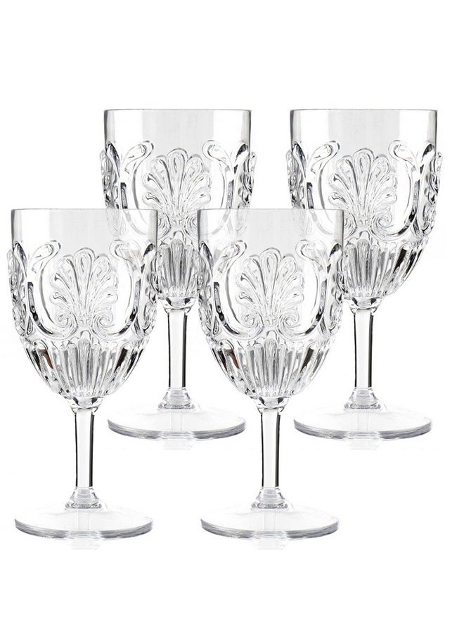 Komorebi Shatterproof Acrylic Wine Glasses - Unbreakable Plastic Goblets, BPA-Free & Drop-Proof Glassware - Elegant Drinkware for Indoor & Outdoor Use - 14oz, Set of 4 (Clear)