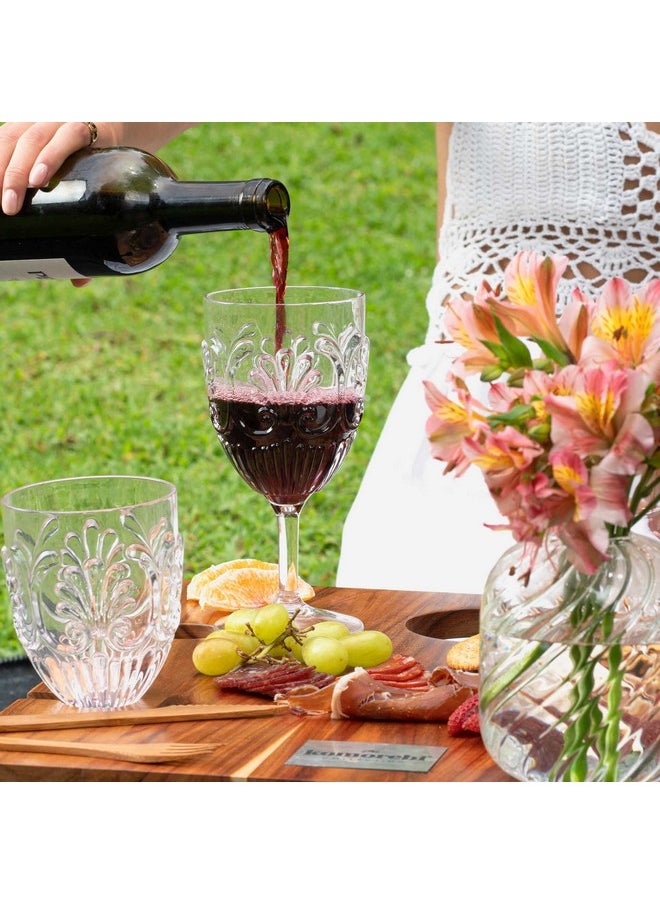Komorebi Shatterproof Acrylic Wine Glasses - Unbreakable Plastic Goblets, BPA-Free & Drop-Proof Glassware - Elegant Drinkware for Indoor & Outdoor Use - 14oz, Set of 4 (Clear)