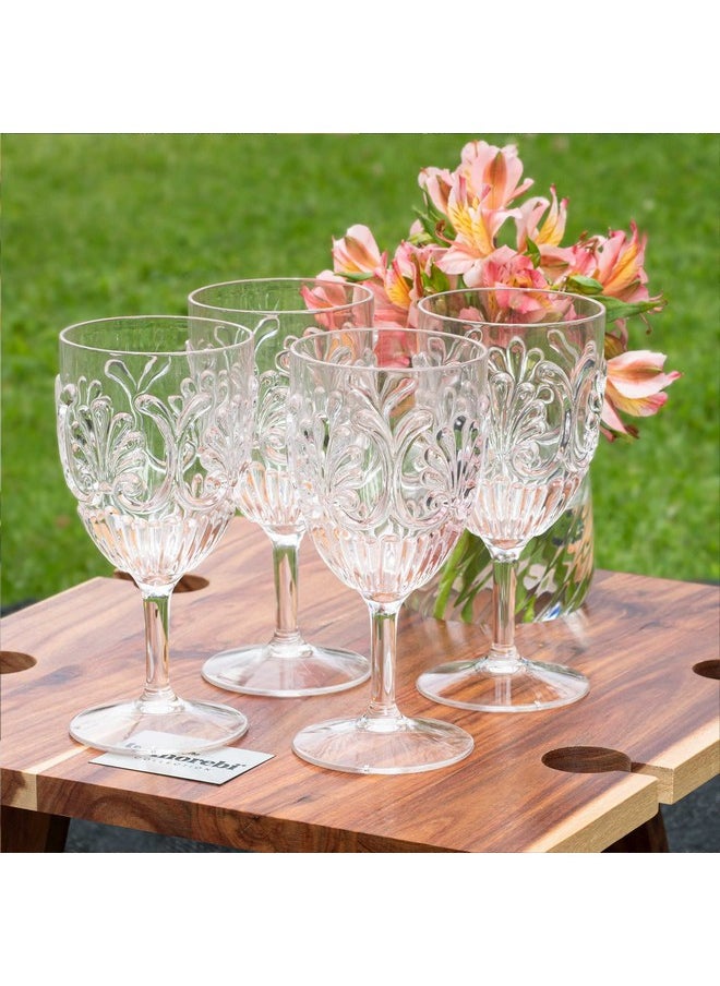 Komorebi Shatterproof Acrylic Wine Glasses - Unbreakable Plastic Goblets, BPA-Free & Drop-Proof Glassware - Elegant Drinkware for Indoor & Outdoor Use - 14oz, Set of 4 (Clear)