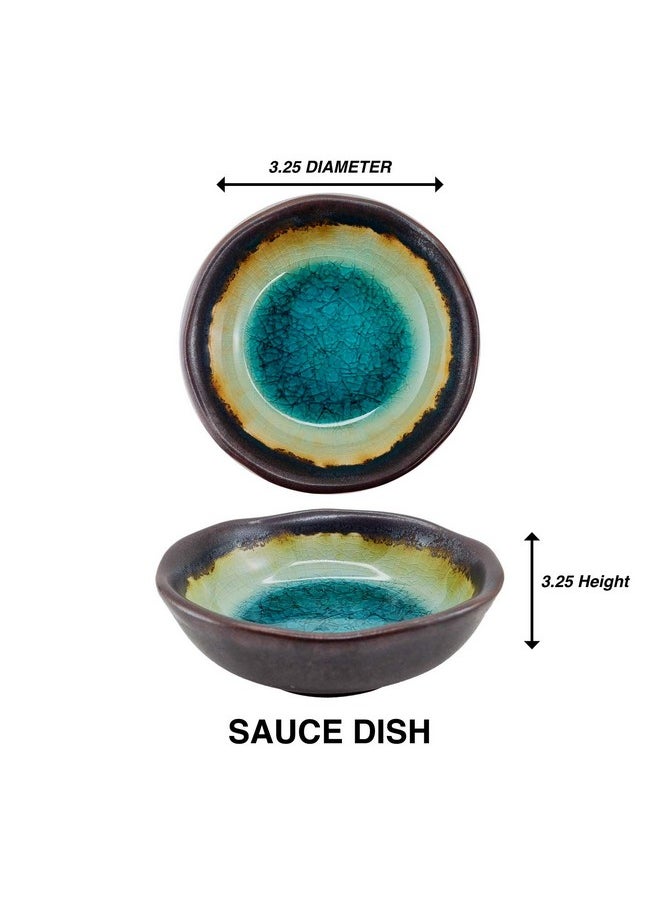 Happy Sales HSST-6CDTQDR 6 PC Japanese Sushi Plate Dinnerware Set Green Ocean, Turquoise