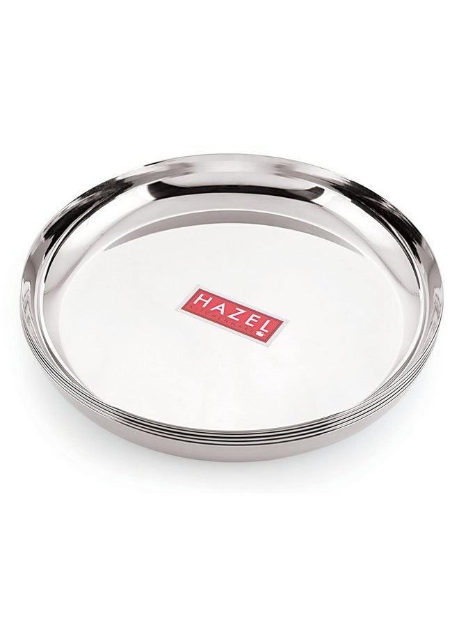 HAZEL Steel Plates for Lunch | 26.8 cm Plates Set Steel for Dinner | Steel Dinner Plates, Set of 6