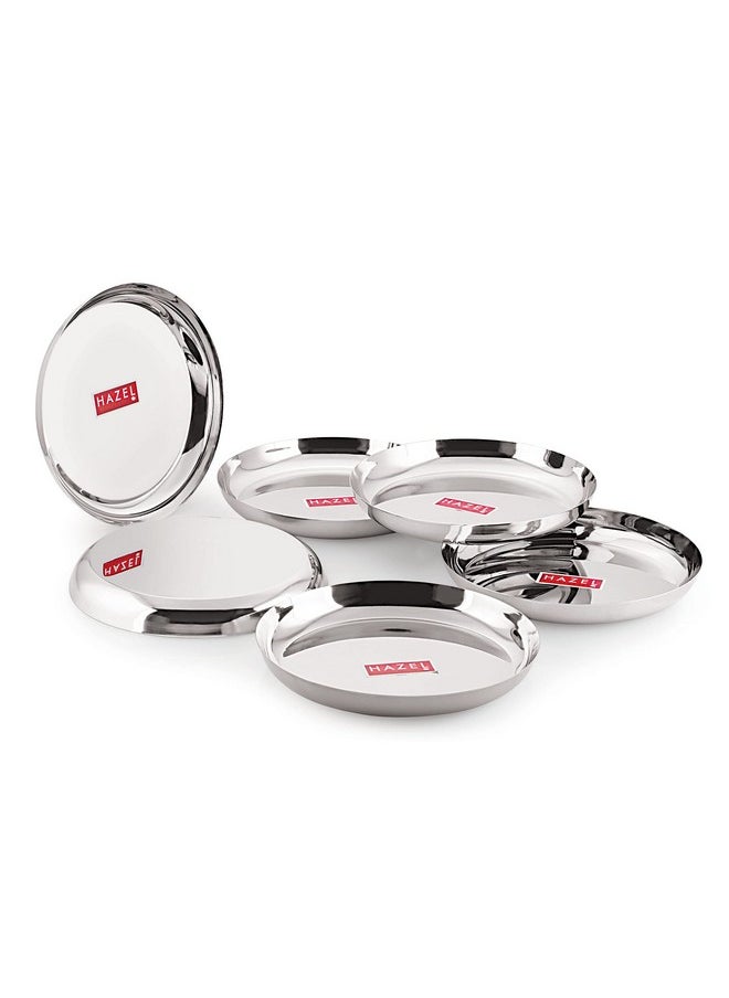 HAZEL Steel Plates for Lunch | 26.8 cm Plates Set Steel for Dinner | Steel Dinner Plates, Set of 6