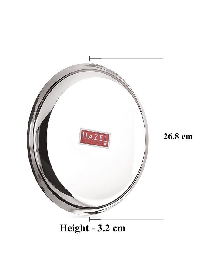 HAZEL Steel Plates for Lunch | 26.8 cm Plates Set Steel for Dinner | Steel Dinner Plates, Set of 6
