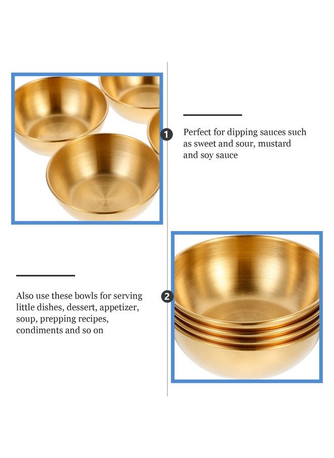 DOITOOL 4Pack Stainless Steel Sauce Dishes Mini Appetizer Plates, Round Sushi Dipping Bowl Seasoning Dishes Saucer Plates, Gold