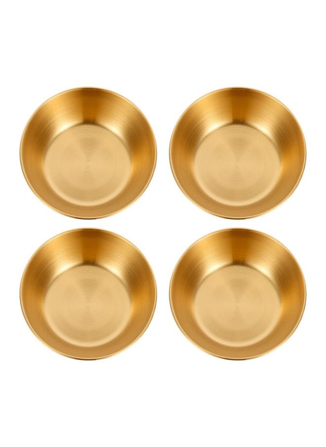 DOITOOL 4Pack Stainless Steel Sauce Dishes Mini Appetizer Plates, Round Sushi Dipping Bowl Seasoning Dishes Saucer Plates, Gold
