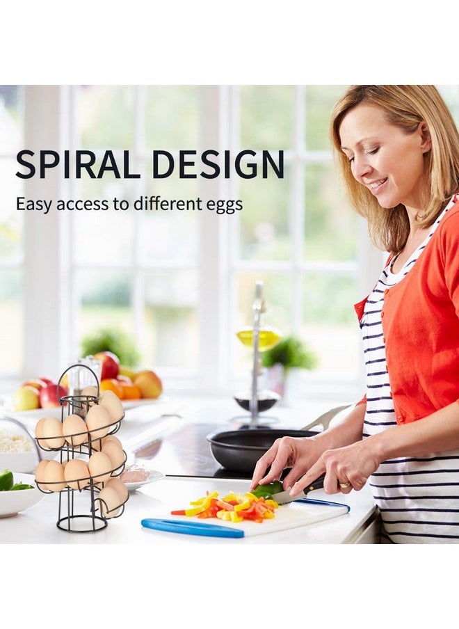 OBVIS Spiral Egg Skelter Dispenser Rack Metal Storage Holder Display Countertop Black