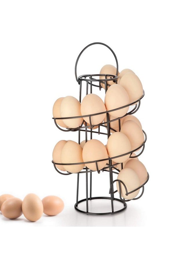 OBVIS Spiral Egg Skelter Dispenser Rack Metal Storage Holder Display Countertop Black