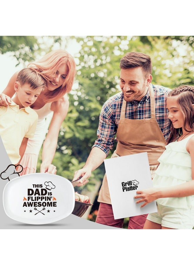 R HORSE Father Grill Platter Gift Dad BBQ Serving Tray Plate Dishes White Oval Serving Dishes Grandpa Daddy Christmas New Year Birthday Gift for Salads Desserts Charcuterie Outdoor Indoor Cooking